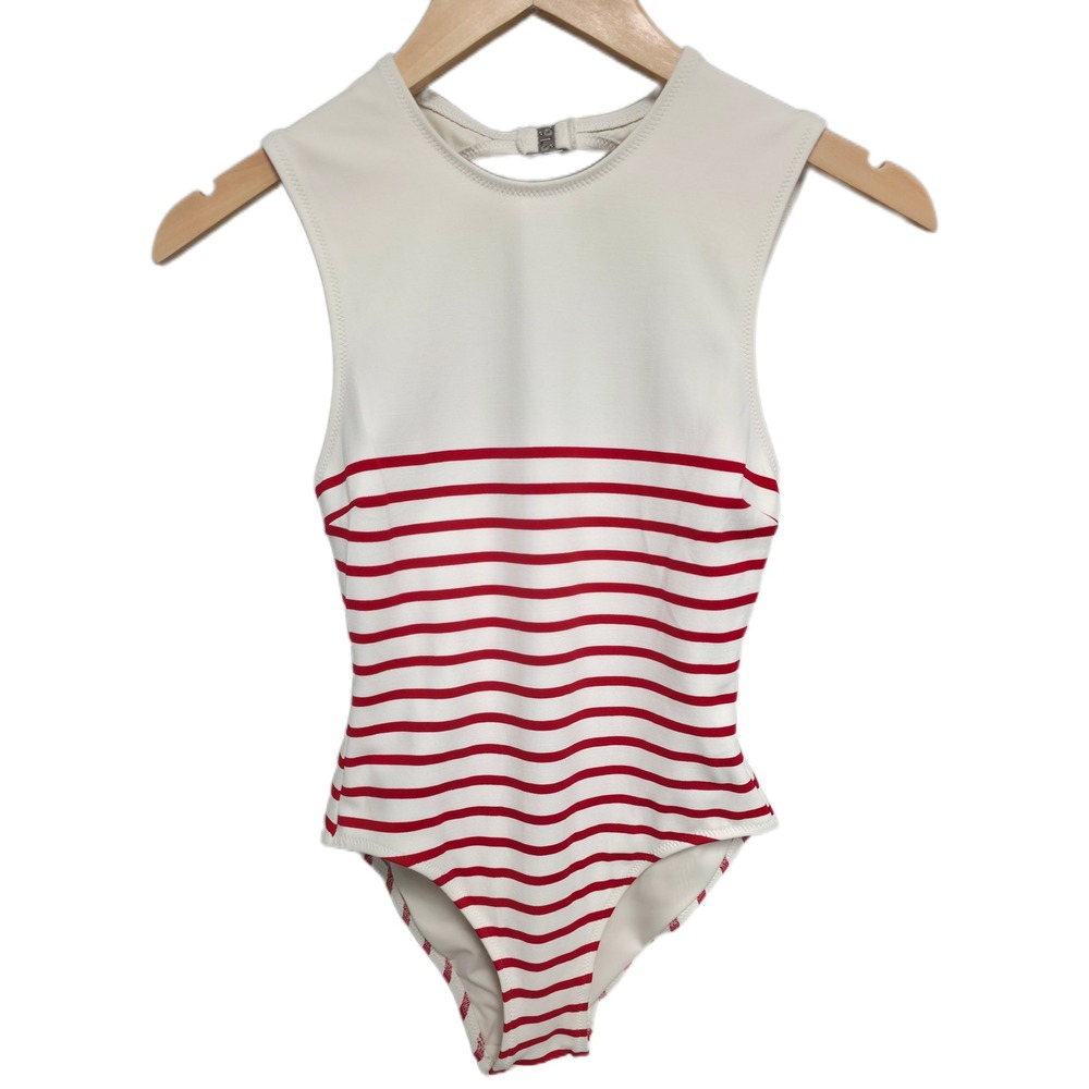 Solid & Striped The Anne Marie Red/White Open Back Cutout Women XS/S Beachwear